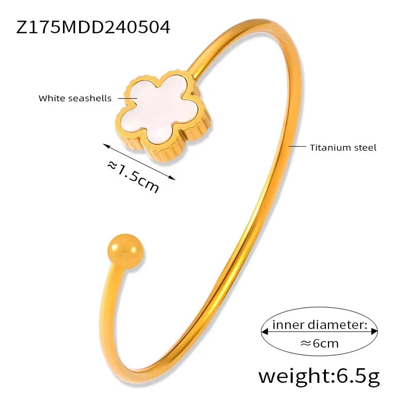 Hot Selling New Plant Clover Adjustable Bracelet for Women Gold Plated Single Sided Five Leaf Flower Charm Bracelet Jewelry Gift