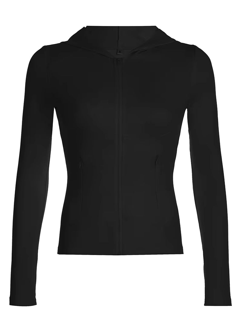 Veste femme chic et slim, à capuche, zippée