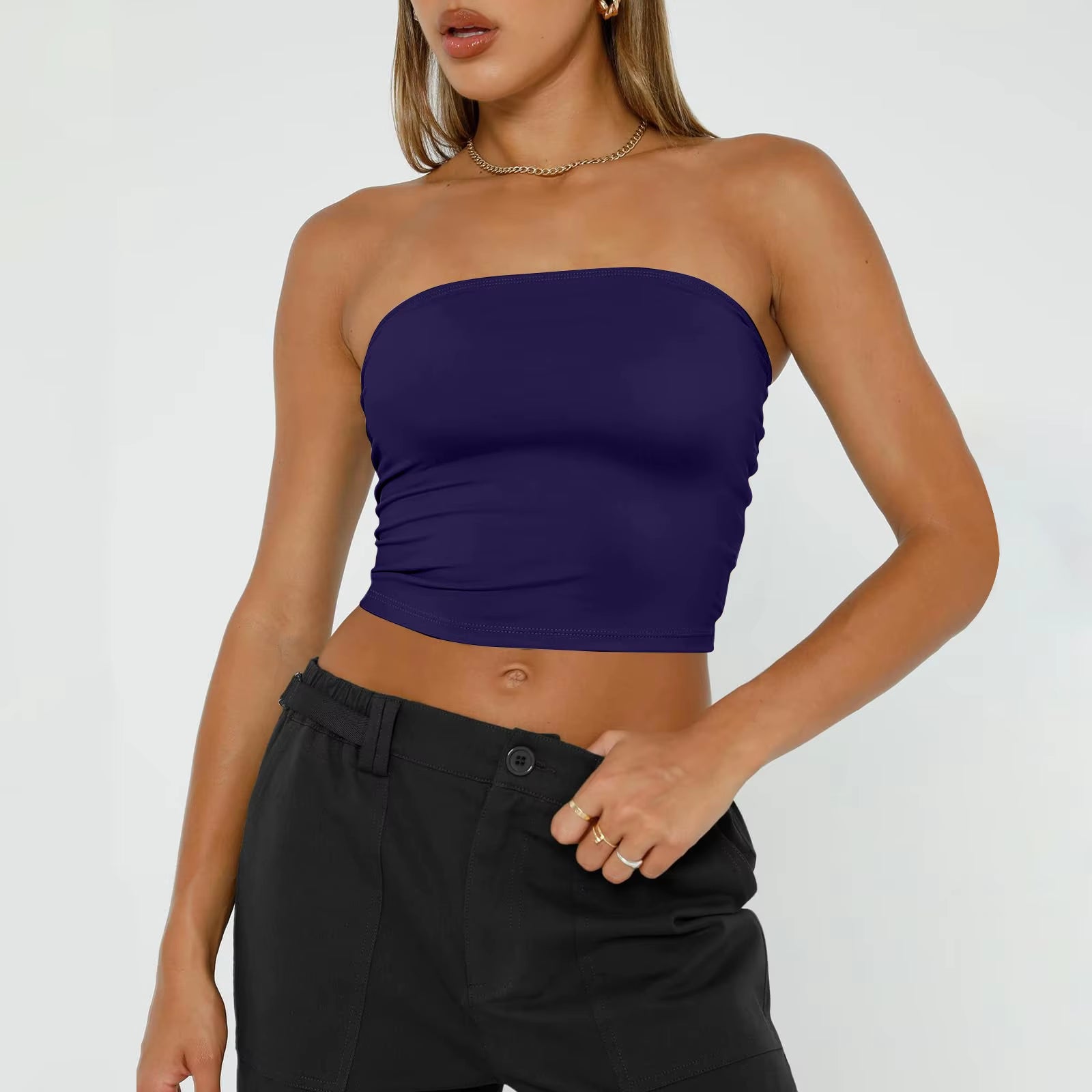 Bandeau Femme Sans Bretelles – Dos Nu, Sans Manches, Style Tendance et Sexy, Mode Streetwear