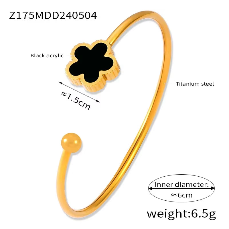 Hot Selling New Plant Clover Adjustable Bracelet for Women Gold Plated Single Sided Five Leaf Flower Charm Bracelet Jewelry Gift