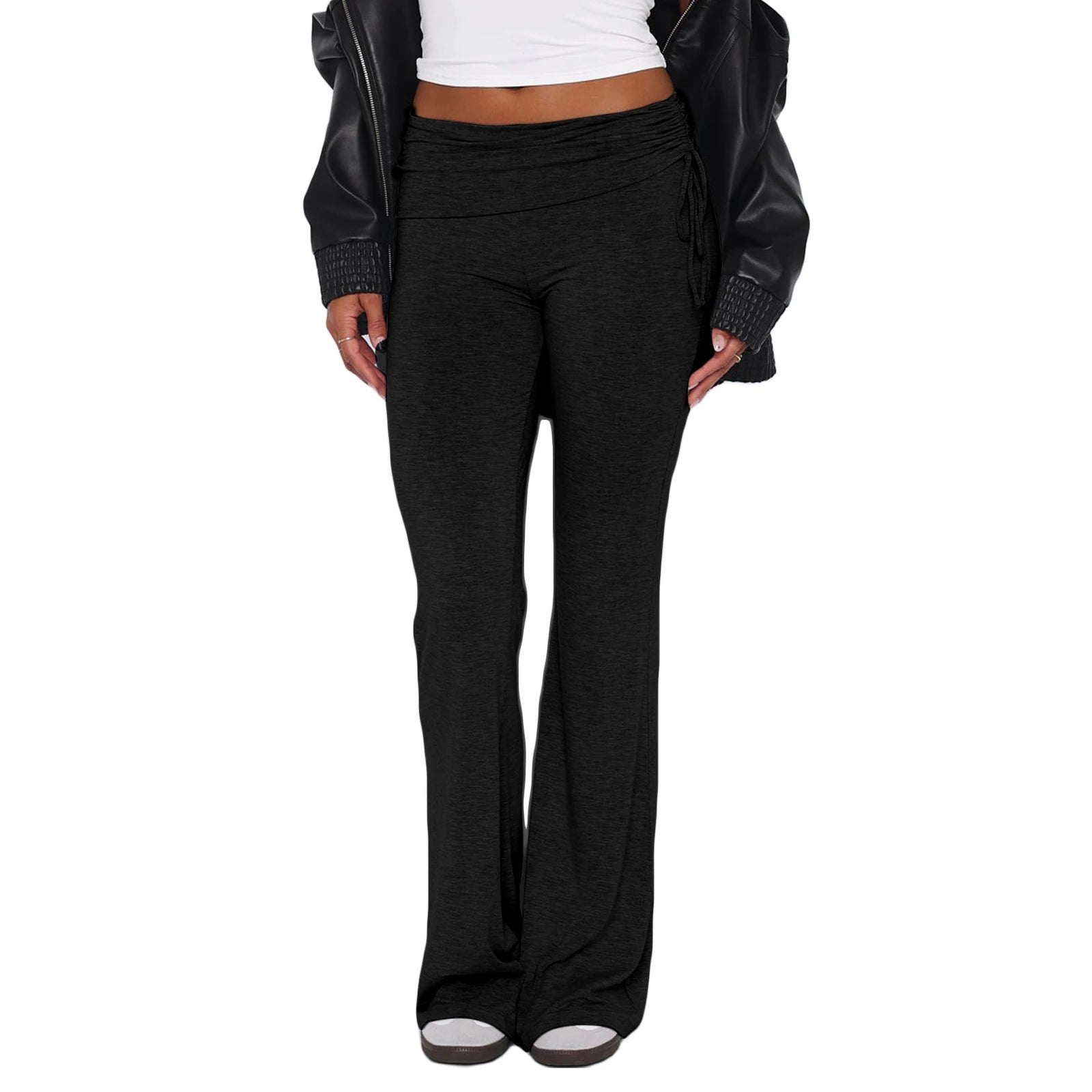 Pantalon flare femme Y2K, taille basse élastique