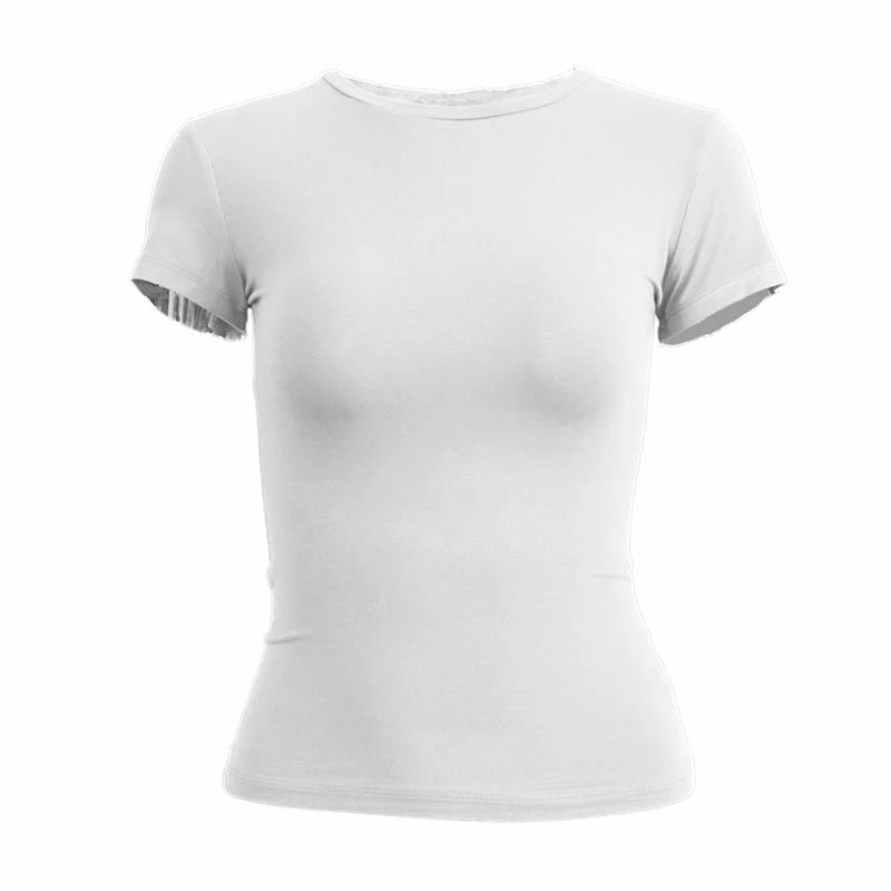 Woman Clothing Short Sleeve T-Shirt Slim Fit Tops Female O-Neck Knitted Sheath Tee Shirt Street Wear Sex Sporty 2024 Y2K New2410