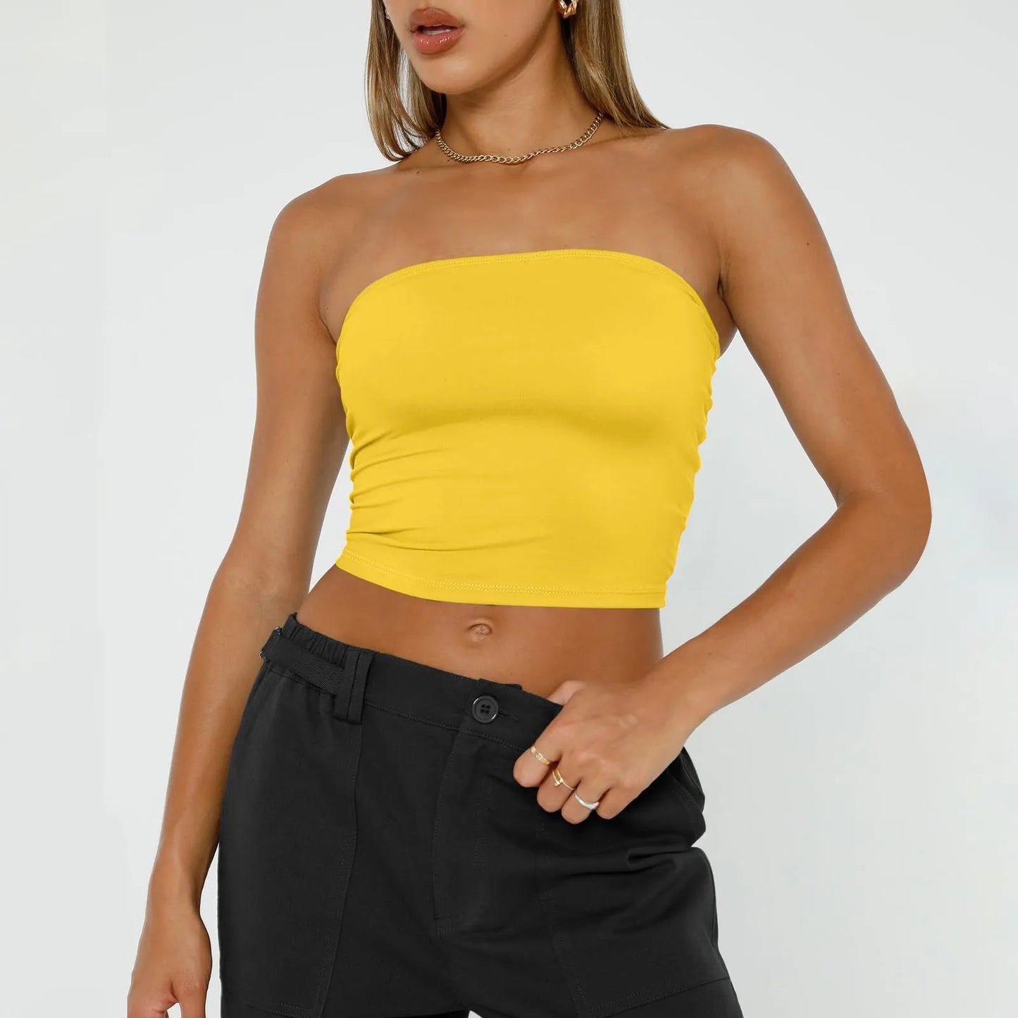 Bandeau Femme Sans Bretelles – Dos Nu, Sans Manches, Style Tendance et Sexy, Mode Streetwear