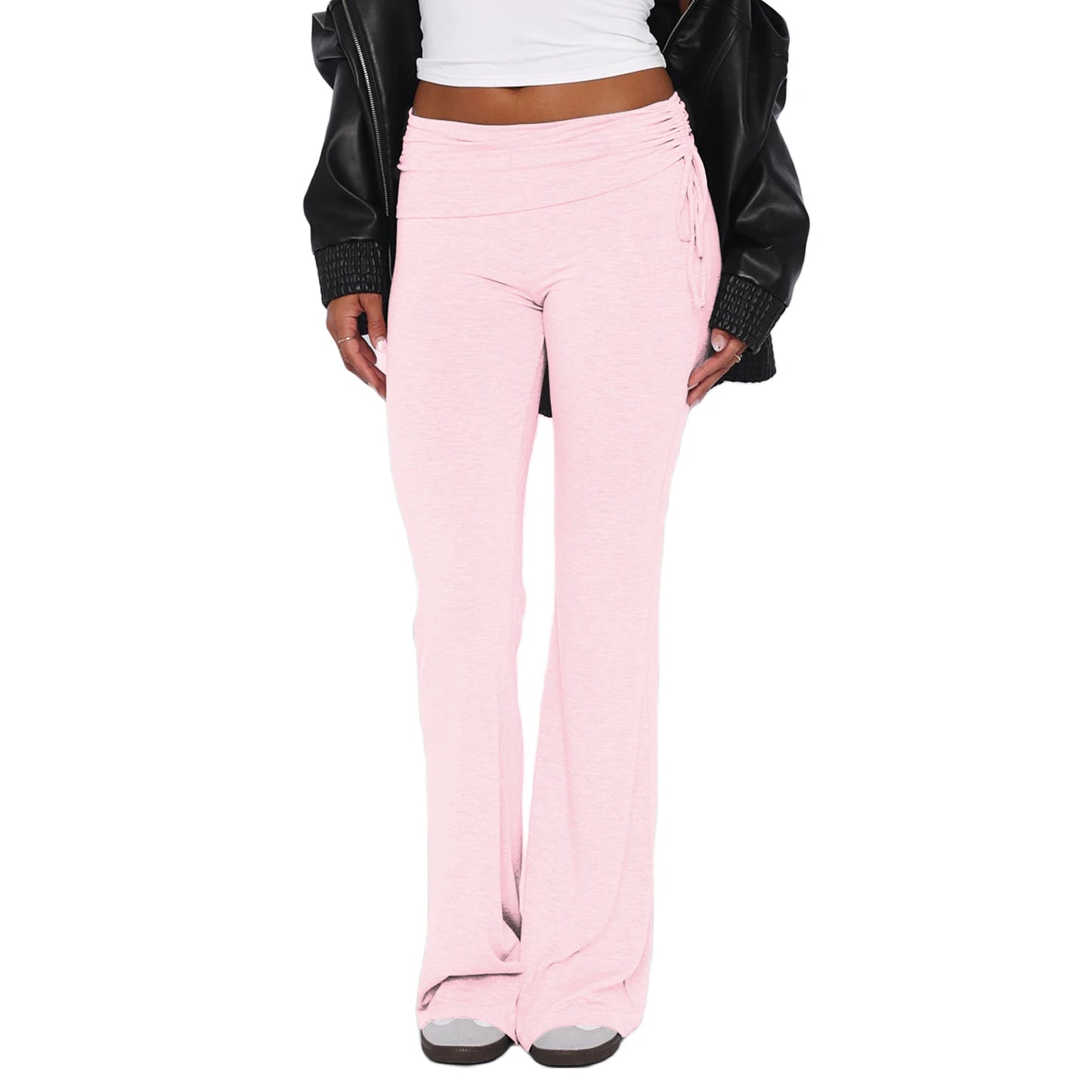 Pantalon flare femme Y2K, taille basse élastique