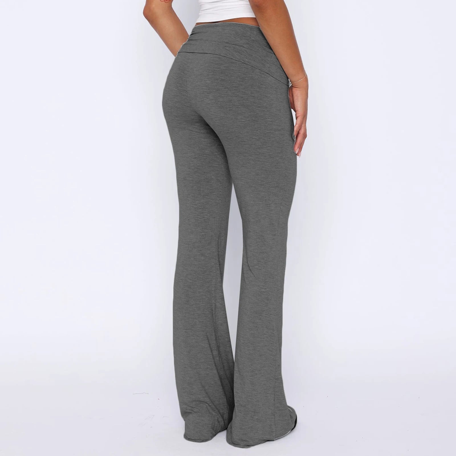 Pantalon flare femme Y2K, taille basse élastique