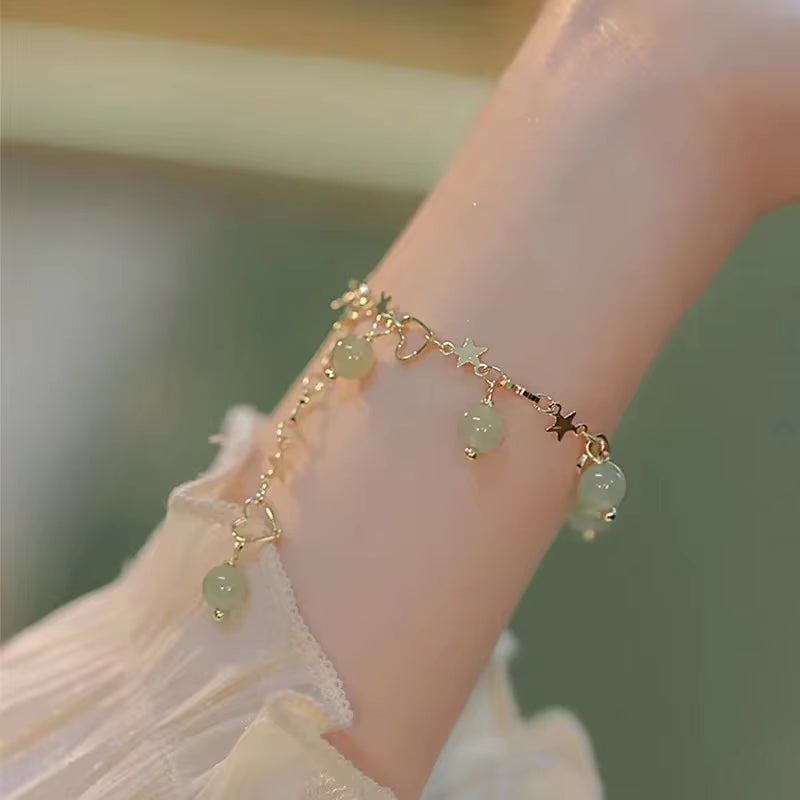 Hot Selling New Plant Clover Adjustable Bracelet for Women Gold Plated Single Sided Five Leaf Flower Charm Bracelet Jewelry Gift