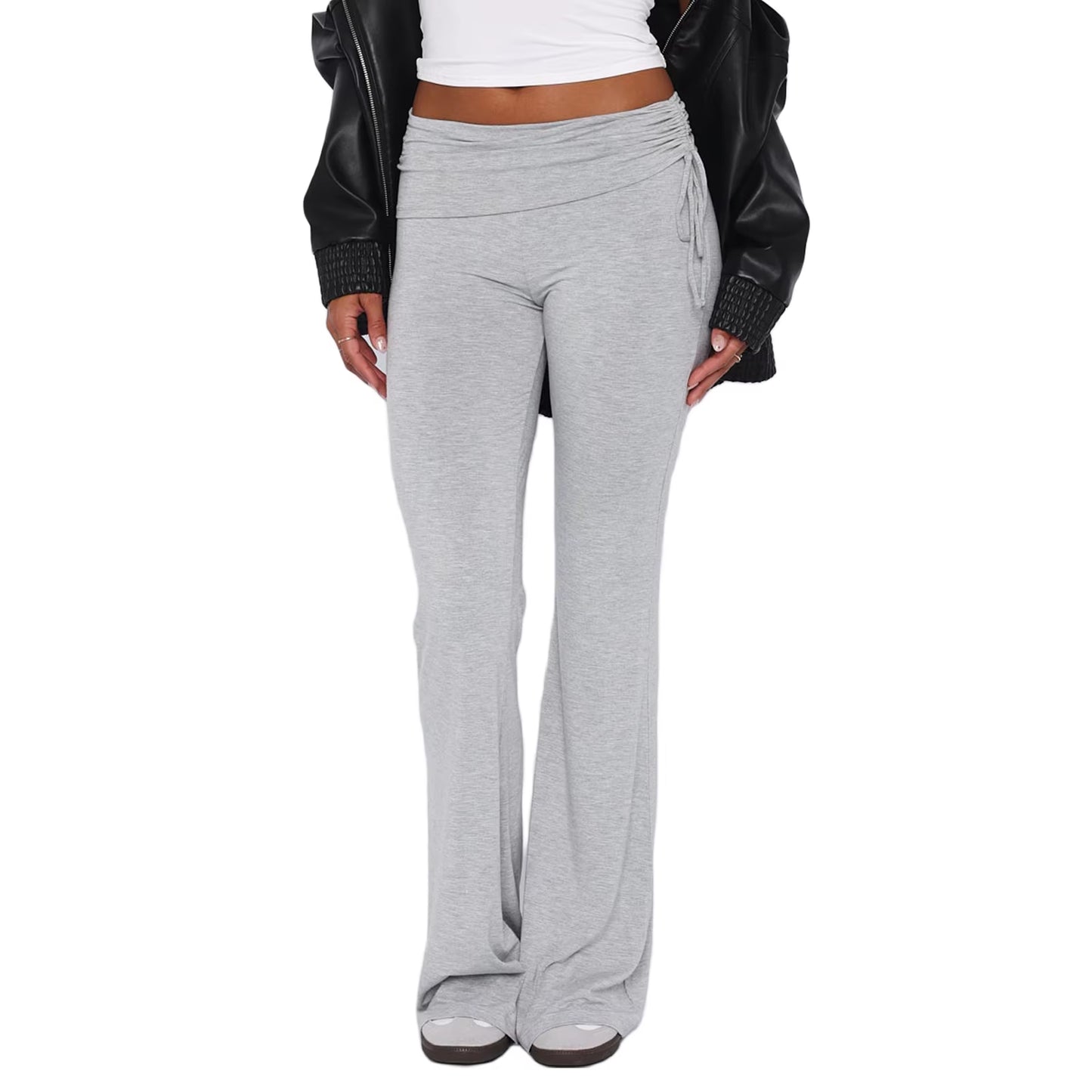 Pantalon flare femme Y2K, taille basse élastique